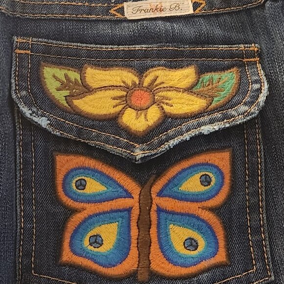 Frankie B Limited Edition Jeans - Embroidered Butterfly Pockets & Boot Cut Leg - Picture 7 of 14